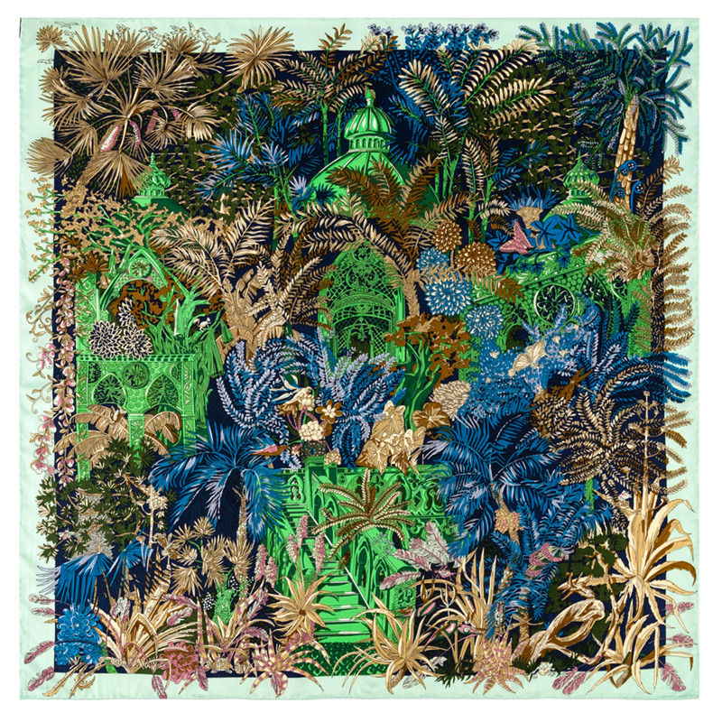 Silk Scarf Square - 女性用ツイルシルクスカーフ,ティムパニプリント,スクエアスカーフ,カール,バンダナ,ヒジャーブ,手巻き,90cm