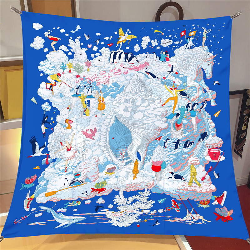 Silk Scarf Square - Pobingツイルシルクスカーフ女性ユーロ馬印刷正方形のスカーフecharpes foulardsファムラップバンダナlxuryヒジャーブ