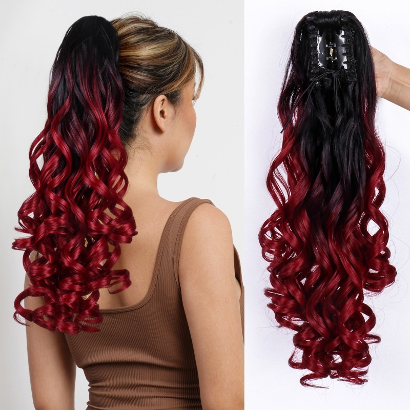 Women'S Accessories Clothing - 音楽祭レディヘアクロウクリップロングカーリーヘアパーティー服マッチアクセサリーハイポニーテールウィッグボールヘッドウェアポニーテール
