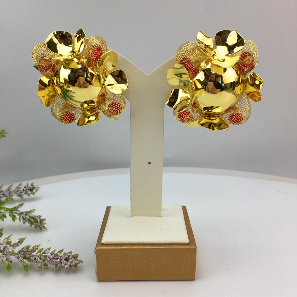 Women Accessories Dubai - Yuminglai-女性のための高級ゴールドメッキイヤリング、dubaiジュエリーアクセサリー、最高品質、ファッション、fhk18404
