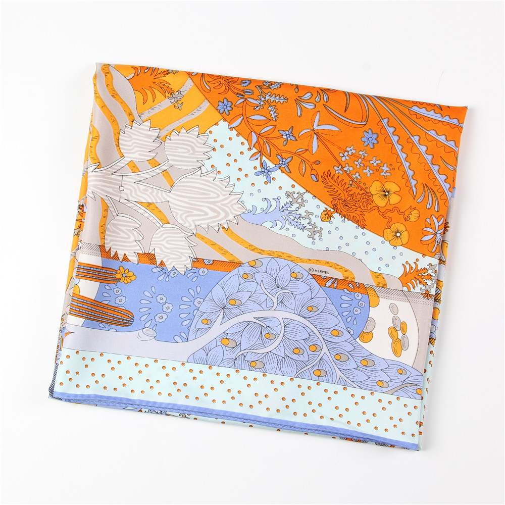 女性のための手作りツイルスカーフ,プリントされた正方形のスカ - Silk Scarf Square のレビューと価格