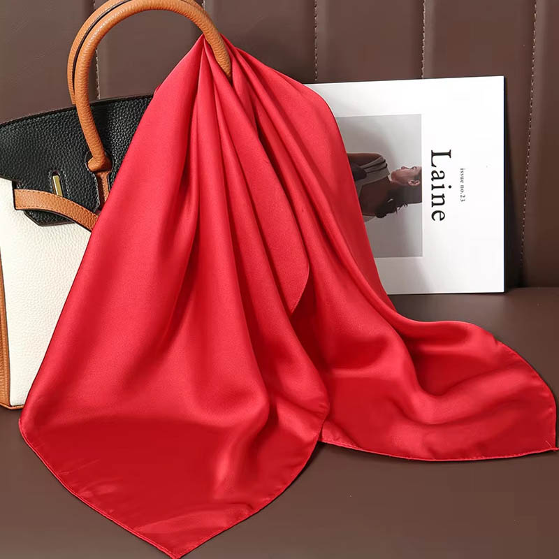 高級無地シルクスクエアスカーフ女性用ソフトサテン馬毛ヘアバン - Silk Scarf Square のレビューと価格
