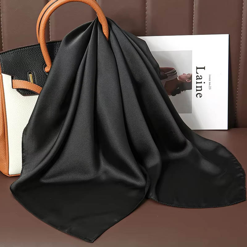 高級無地シルクスクエアスカーフ女性用ソフトサテン馬毛ヘアバン - Silk Scarf Square のレビューと価格