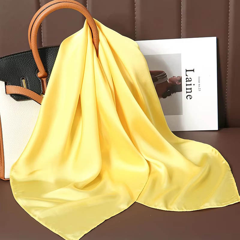 高級無地シルクスクエアスカーフ女性用ソフトサテン馬毛ヘアバン - Silk Scarf Square のレビューと価格
