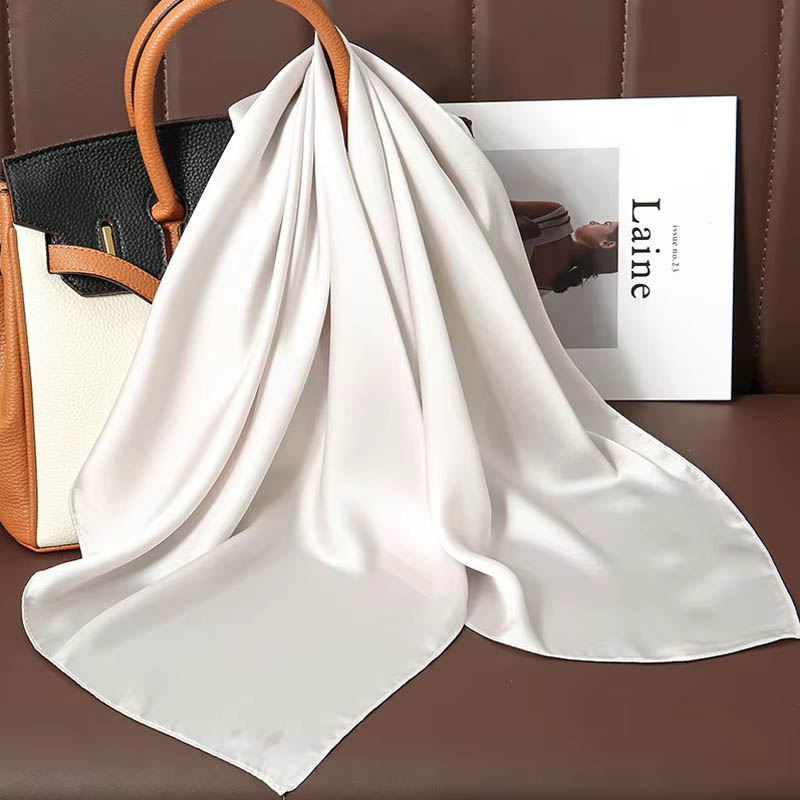高級無地シルクスクエアスカーフ女性用ソフトサテン馬毛ヘアバン - Silk Scarf Square のレビューと価格