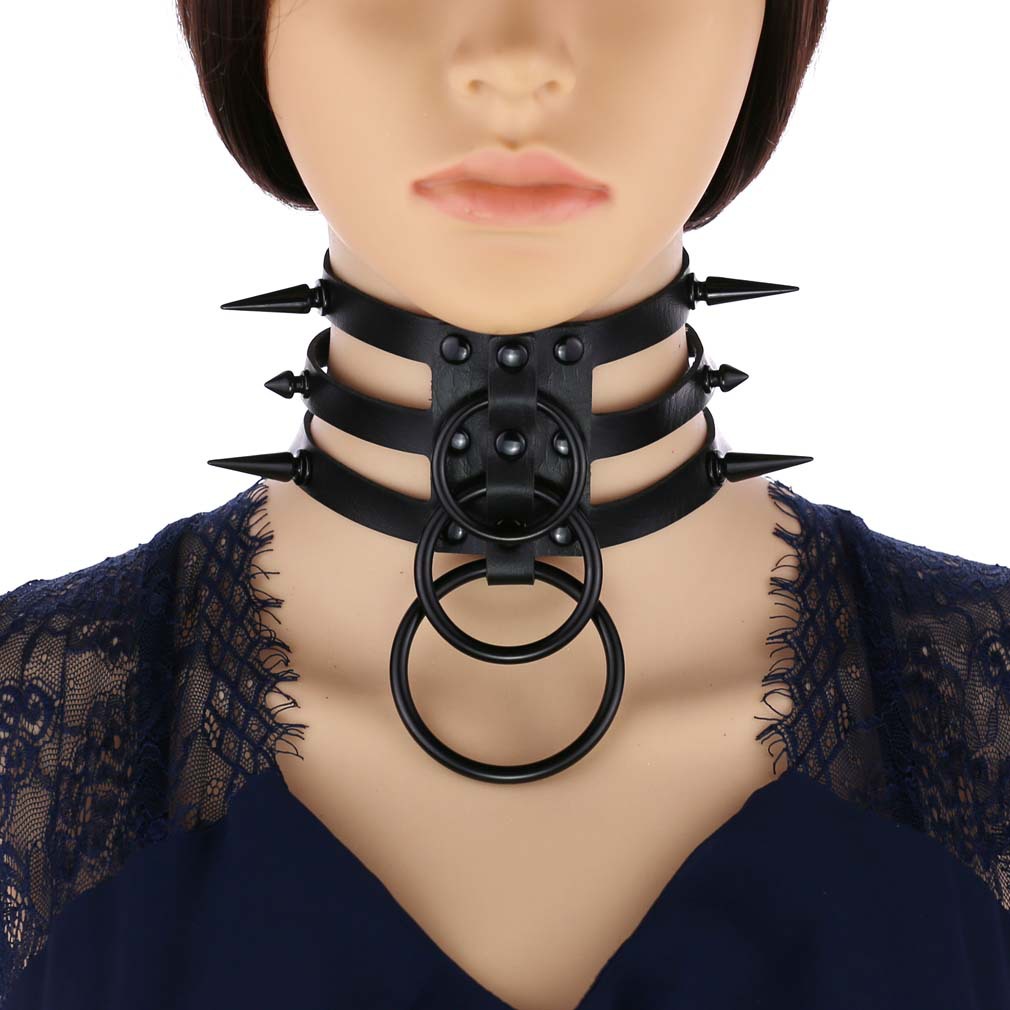 ファッション、レディース、メンズ、黒、スタッズ付き、レザーチ - Women'S Emo Accessories のレビューと価格