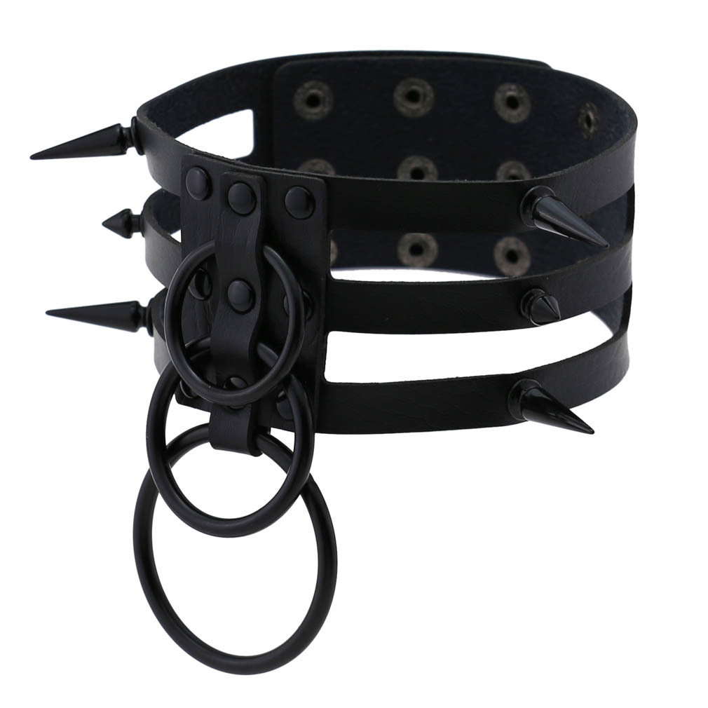 ファッション、レディース、メンズ、黒、スタッズ付き、レザーチ - Women'S Emo Accessories のレビューと価格