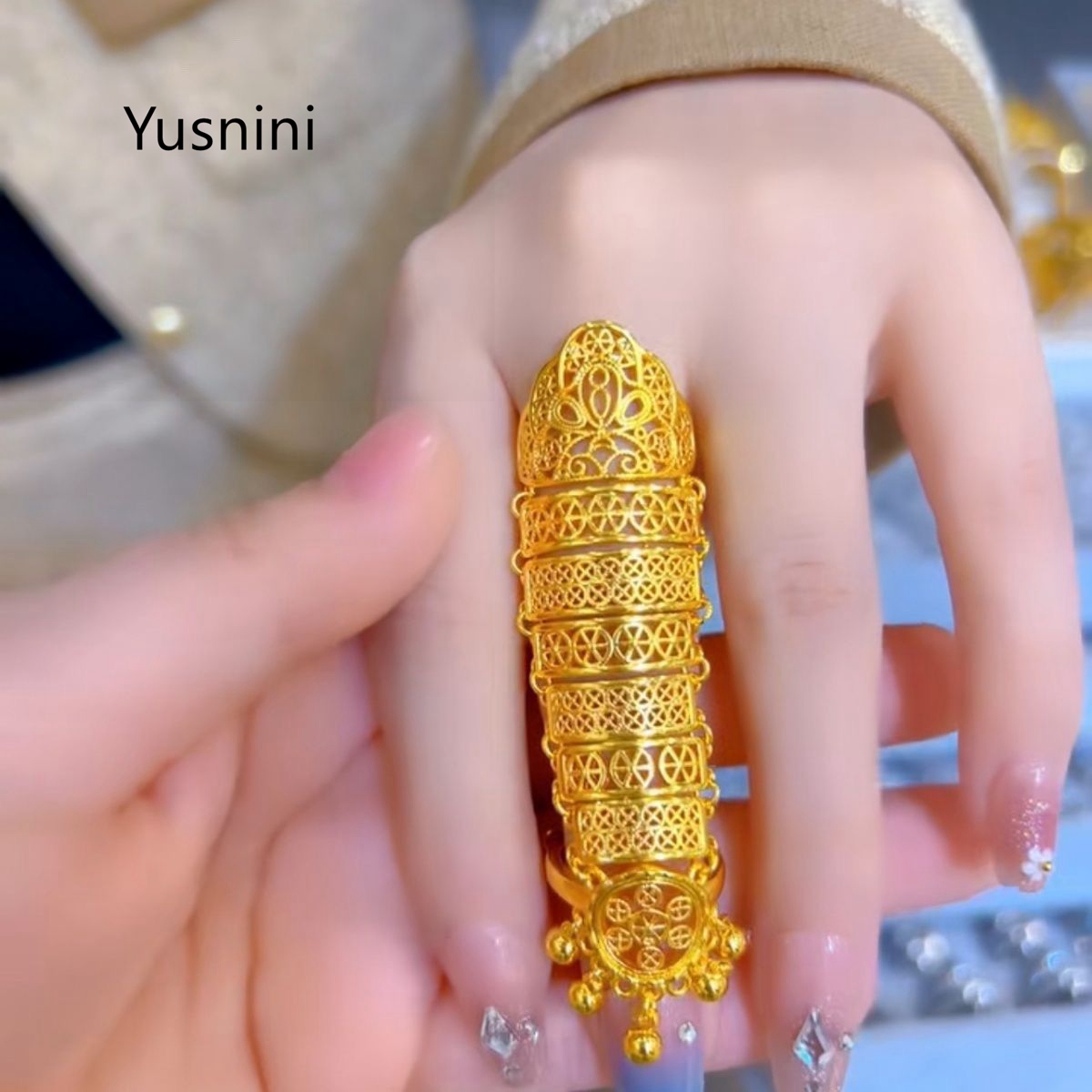 ホットセール中！新作ドバイジュエリー24K金メッキ中空エスニ - Women Accessories Dubai のレビューと価格