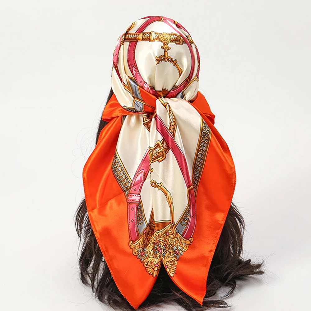 ファッションスカーフ 90*90cm 女性用プリント ヘアネ - Silk Scarf Square のレビューと価格