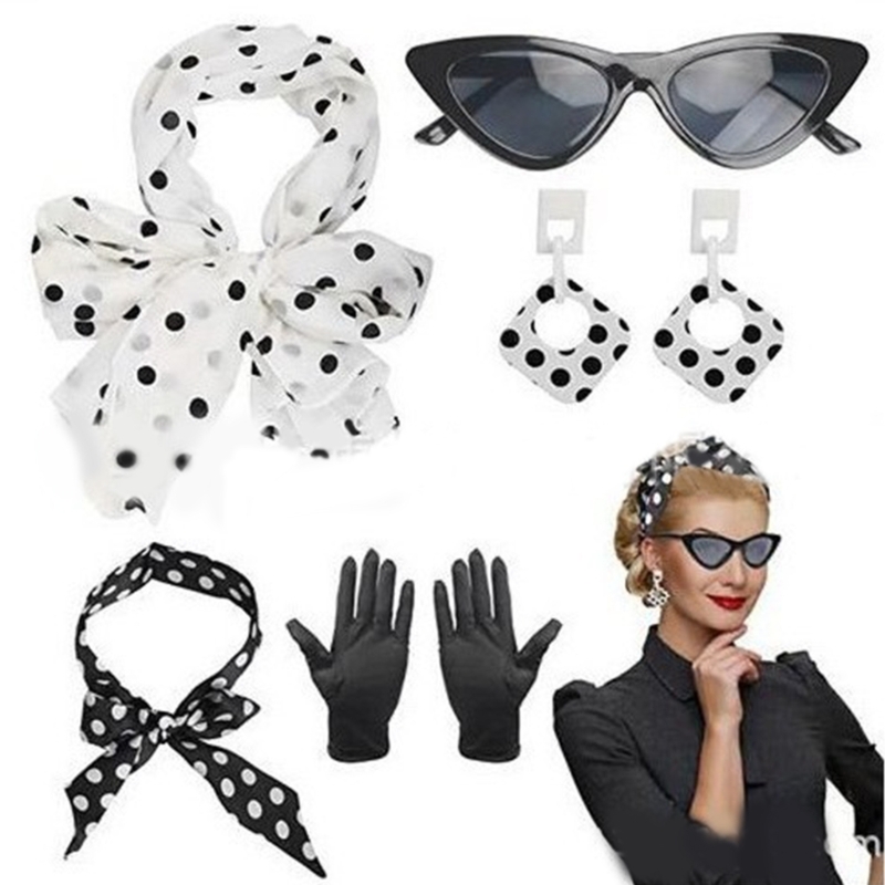 1950年代風の女性用コスチューム5点セット。水玉模様のスカ - Women'S Accessories In The 1950S のレビューと価格