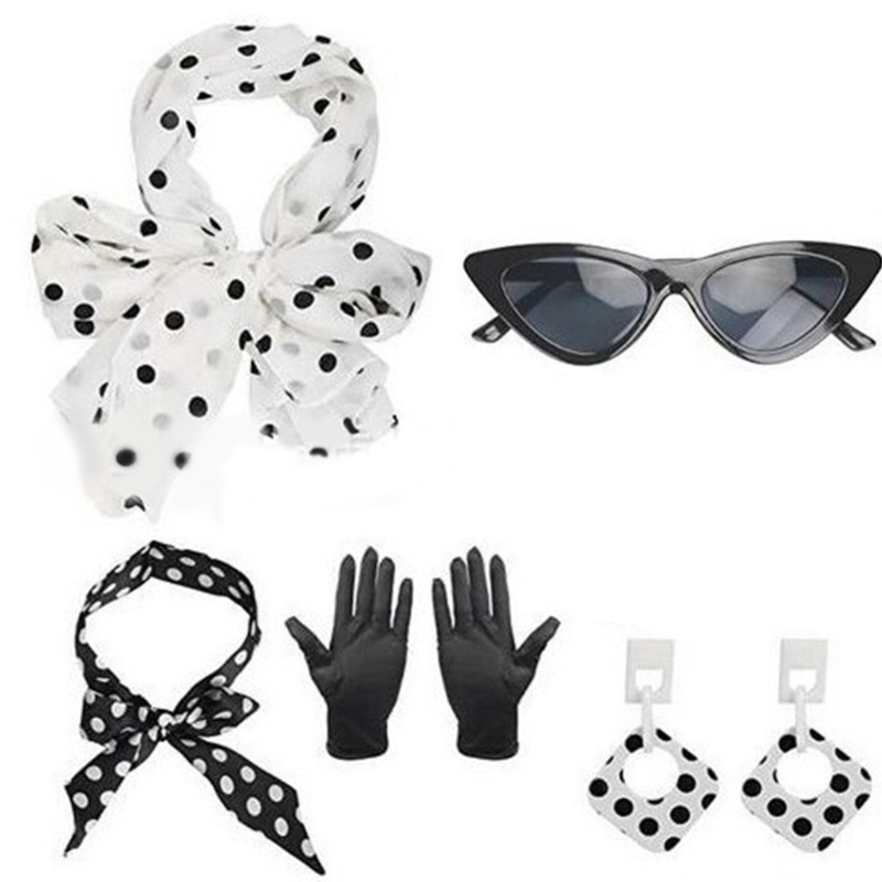 1950年代風の女性用コスチューム5点セット。水玉模様のスカ - Women'S Accessories In The 1950S のレビューと価格