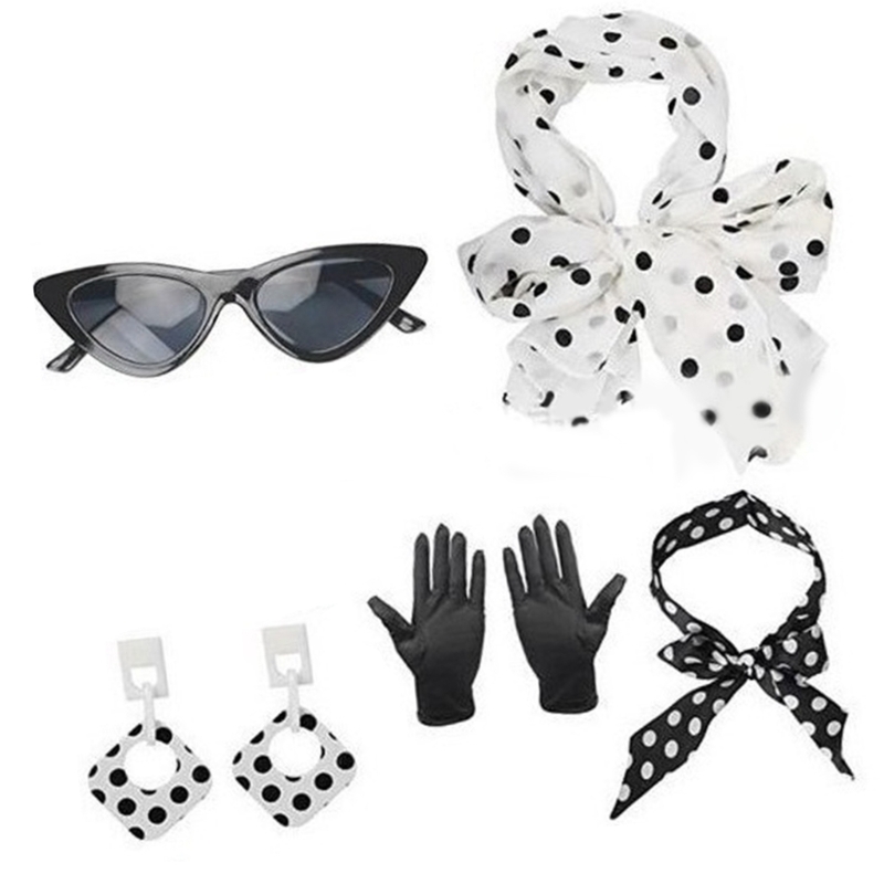 1950年代風の女性用コスチューム5点セット。水玉模様のスカ - Women'S Accessories In The 1950S のレビューと価格
