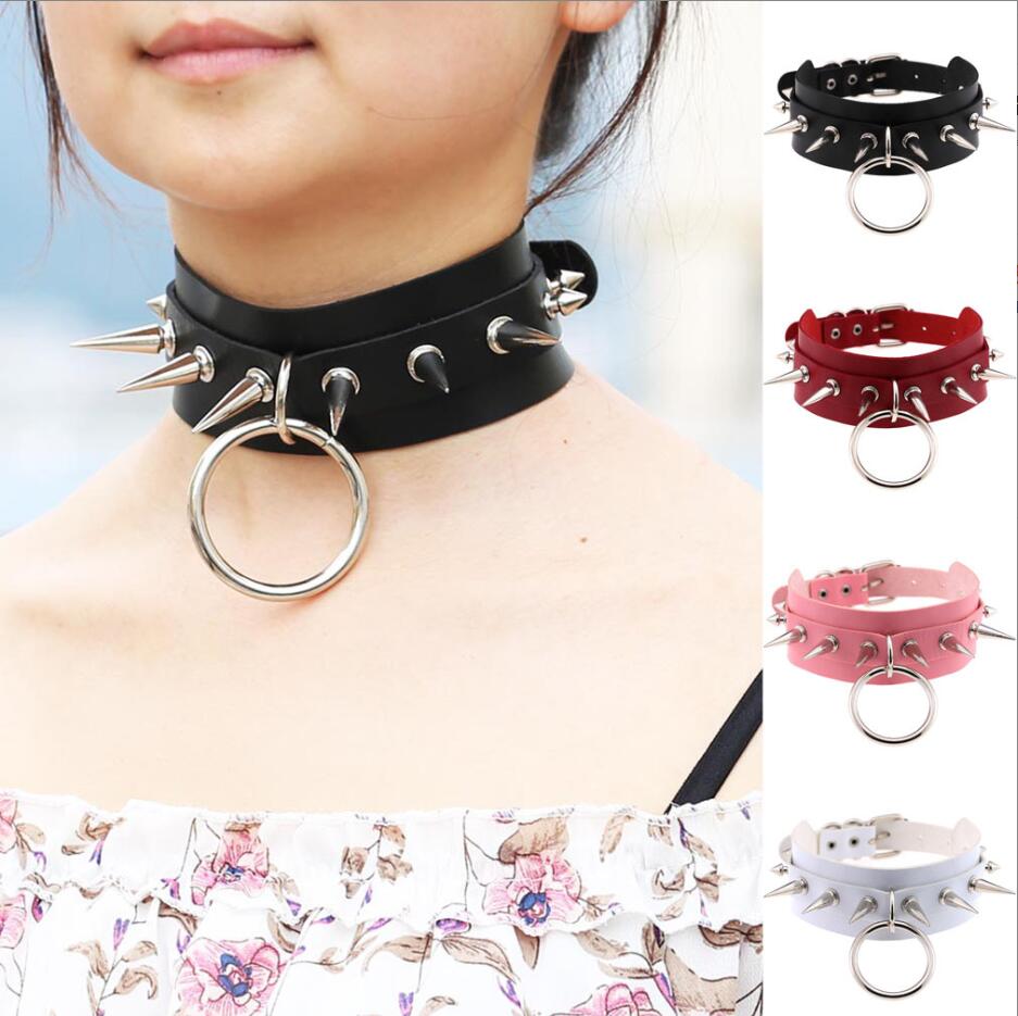 男性と女性のためのスパイクと金属のネックレス,宝石,パンク, - Women'S Emo Accessories のレビューと価格