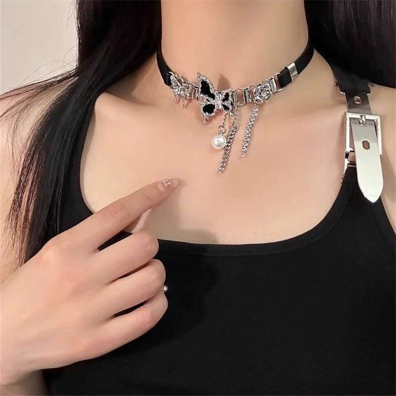 Y2K ヴィンテージ蝶クロスハートスターネックレス女性男性パ - Women'S Emo Accessories のレビューと価格